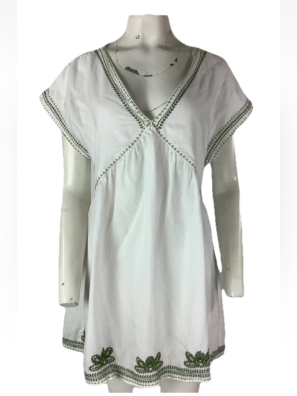 Zara Sz L 100% Cotton Embroidered Beach Travel Vacation Pullover Tunic Dress